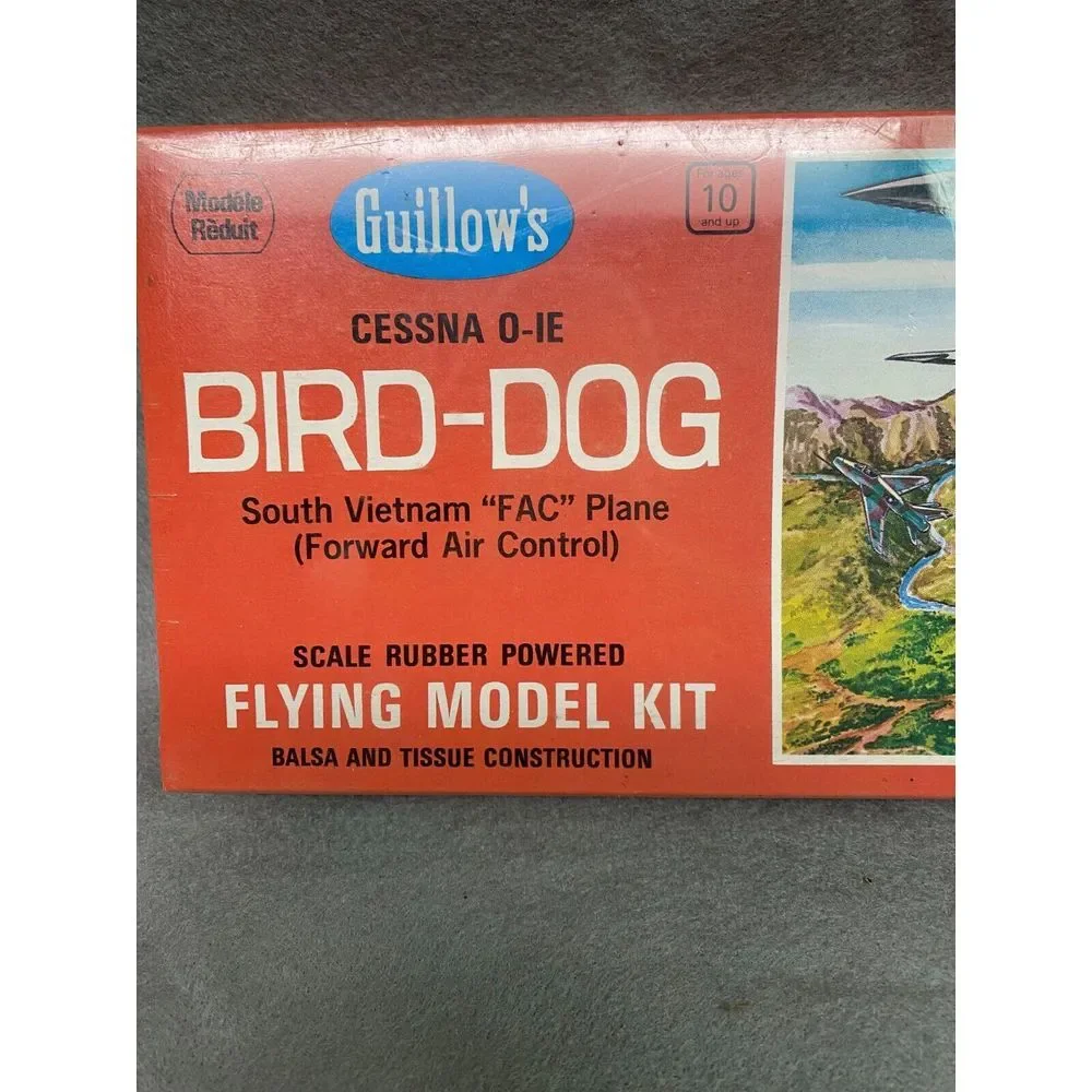VINTAGE GUILLOW'S CESSNA O-IE BIRD-DOG FLYING MOEL KIT BALSA & TISSUE‎ NOS